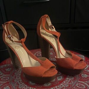 Jessica Simpson Bold Orange Platform Sandals